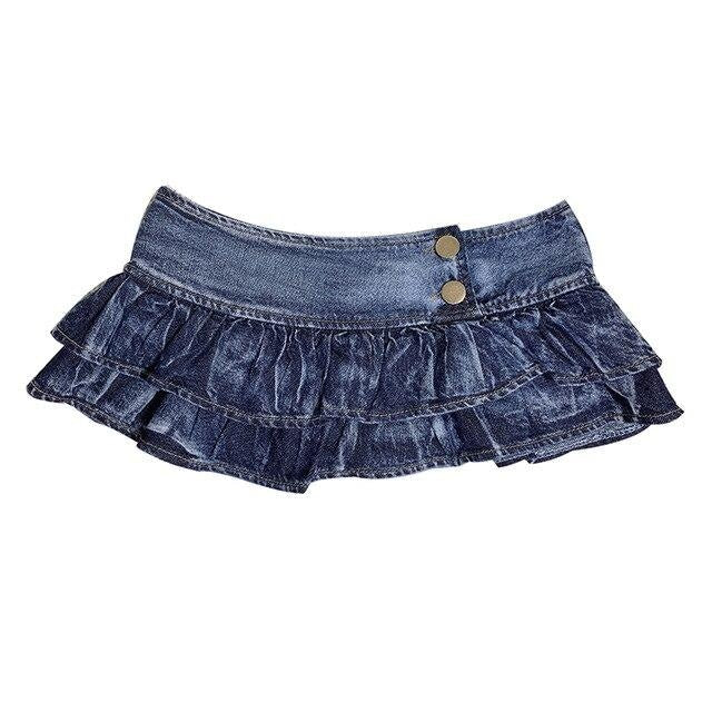 Micro Denim Mini Skirt Jean Pleated Skirt Sexy Cute | DDLG Playground