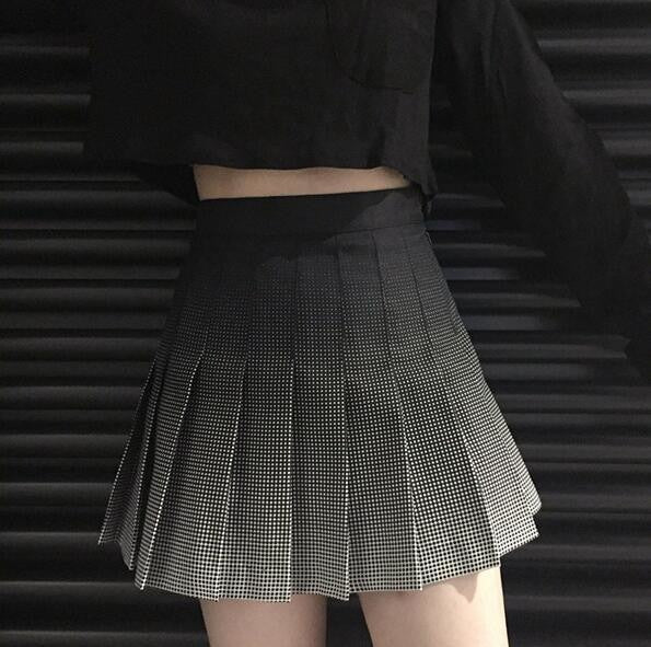 Ombre Black Tennis Skirt Grey Gradient Kawaii Mori | DDLG Playground