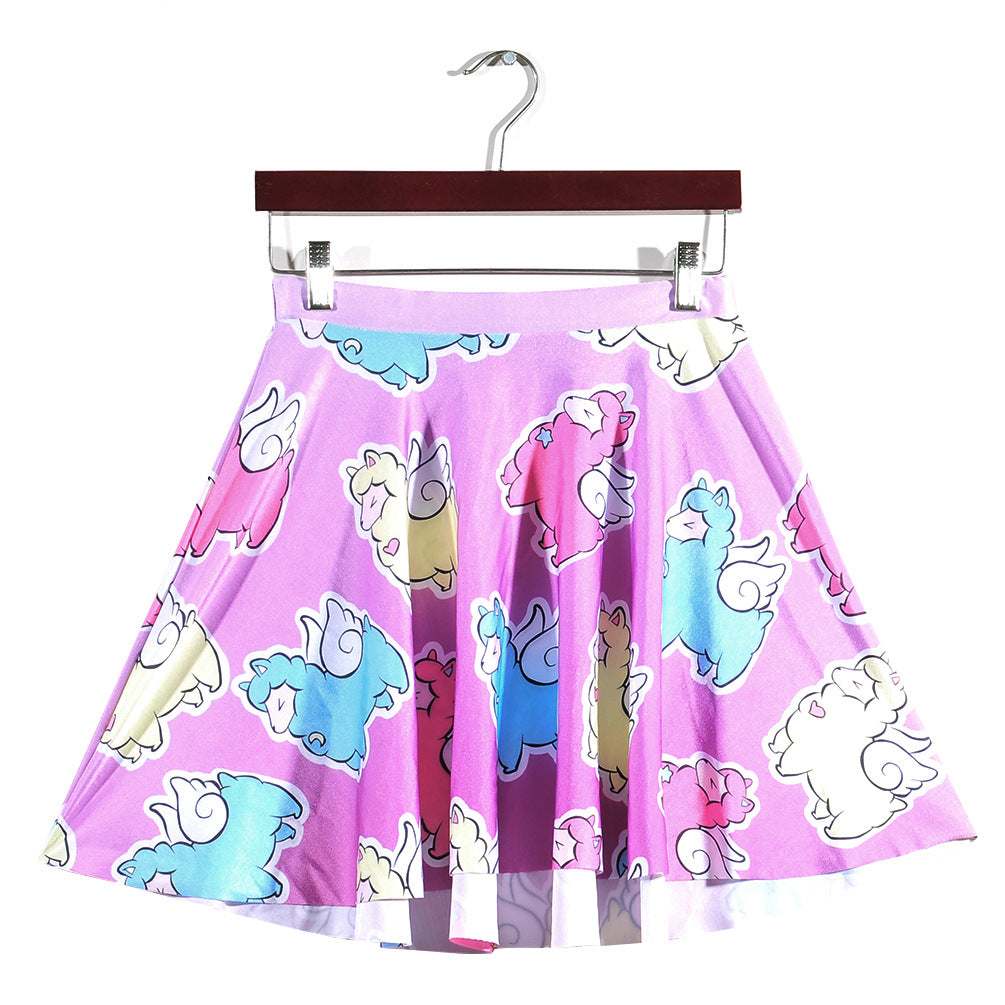 Flying Llama Alpaca Mini Skirt Pink Kawaii Fashion | DDLG Playground