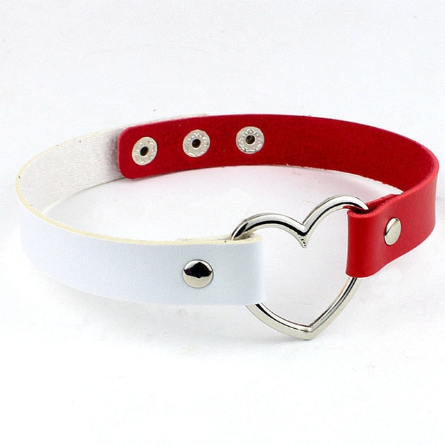 Vegan Leather Heart Collar Choker Leash BDSM Kink | DDLG Playground