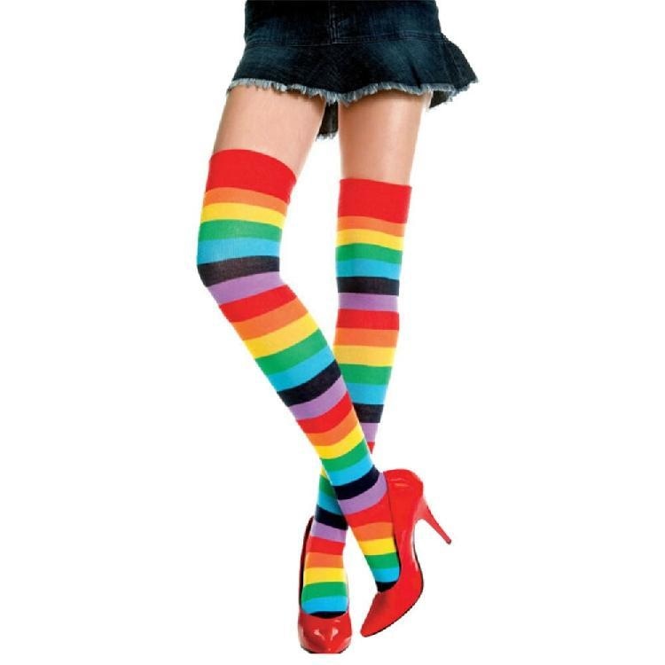 Jual ONGKIR YiZYiF Colorful Rainbow Stockings Striped High Thigh Knee Socks  Arm Warmer Gloves Shopee Indonesia
