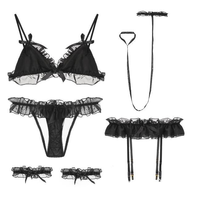 Ruffled Lingerie Set Garter Belt Sexy Fetish Kink Ddlg Playground