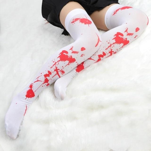 Skeleton Bone Stockings Thigh High Socks Halloween | DDLG Playground