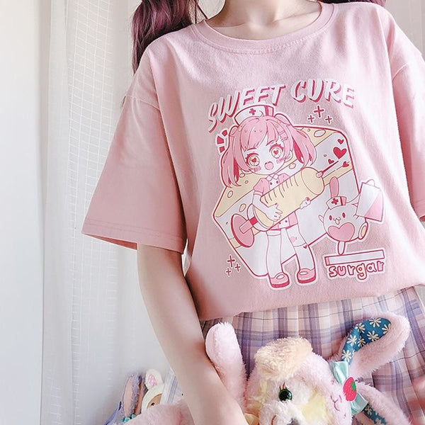 Menhera Goth Anime Oversized T-Shirt Top Kei Harajuku DDLG Playground