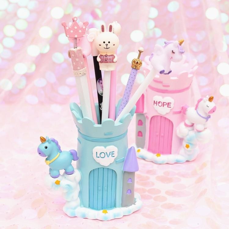 Unicorn Castle Pen Holder Stationary Pencil Box Kawaii Ddlg Playground