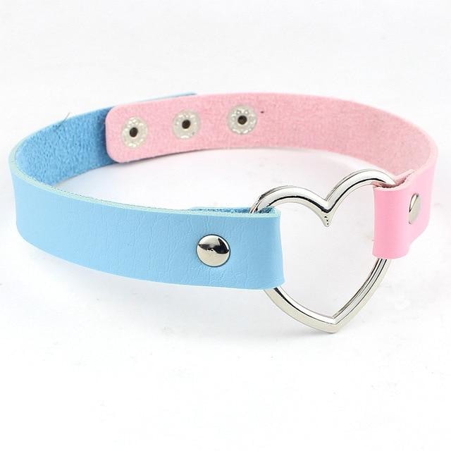 Vegan Leather Heart Collar Choker Leash BDSM Kink | DDLG Playground