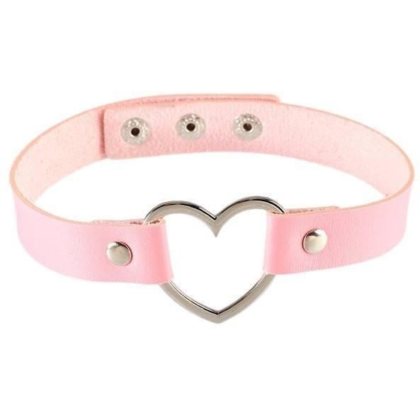 Vegan Leather Heart Collar Choker Leash BDSM Kink | DDLG Playground