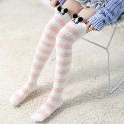 White Panda Thigh High Fuzzy Stockings Socks Kawaii | DDLG Playground