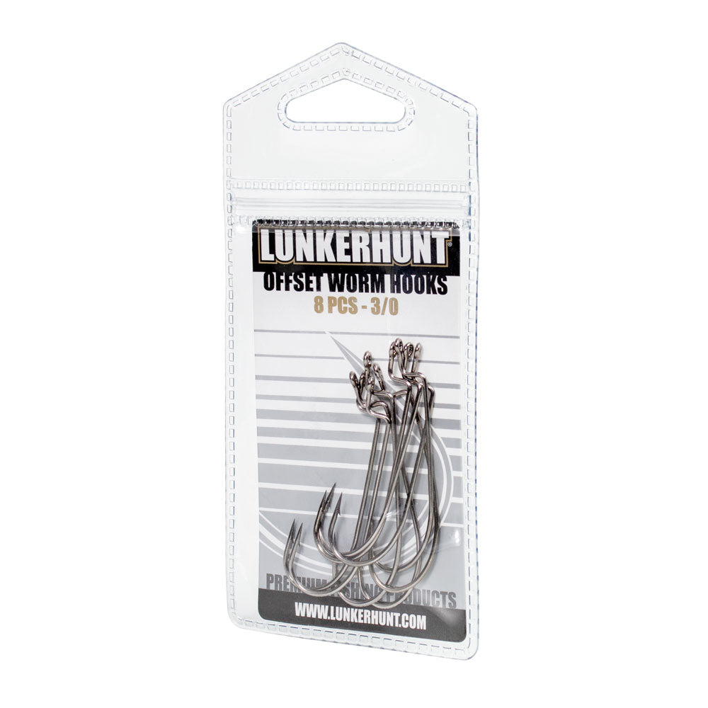owner cutting point offset worm hook 3/0 5101-131 5 per pack black chrome  finish