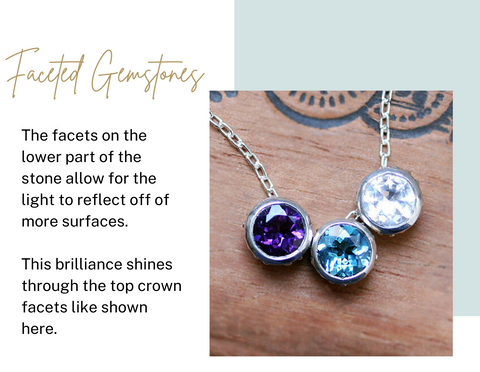 three birthstones set into silver bezels that slide on a silver chain