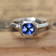 Asscher Cut Sapphire Ring