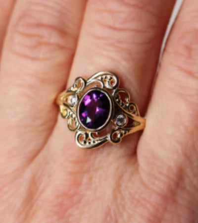 Gold Amethyst Multi Stone Ring, Lilac