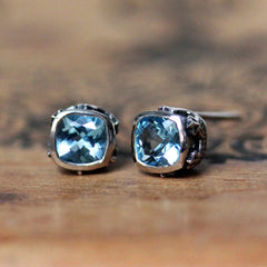 Bronte Studs, Swiss Blue Topaz