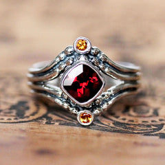 Fire Ring with Garnet and Citrine