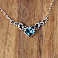 Water Necklace, London Blue Topaz