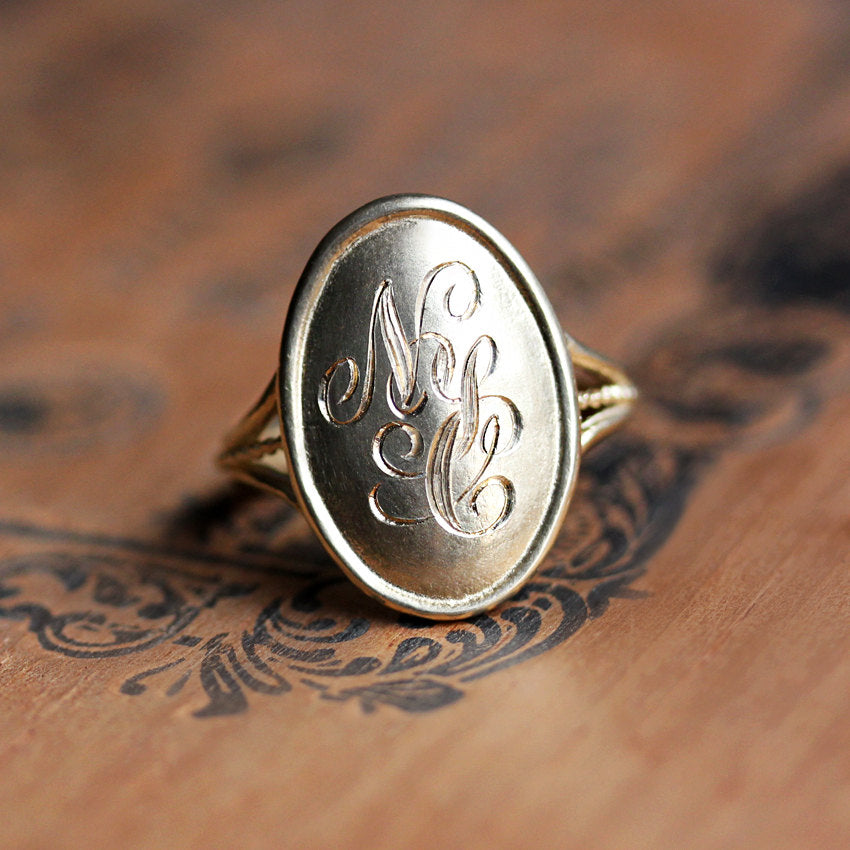 14k Gold  Monogram  Ring  for Women 