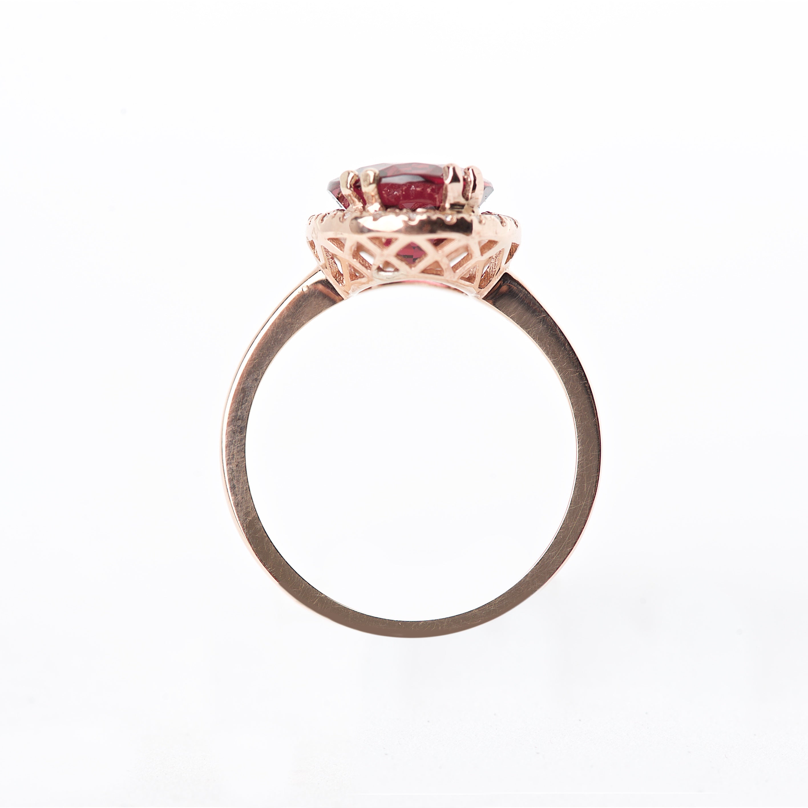 The Cameron - 14K  Red Garnet and Diamond Ring