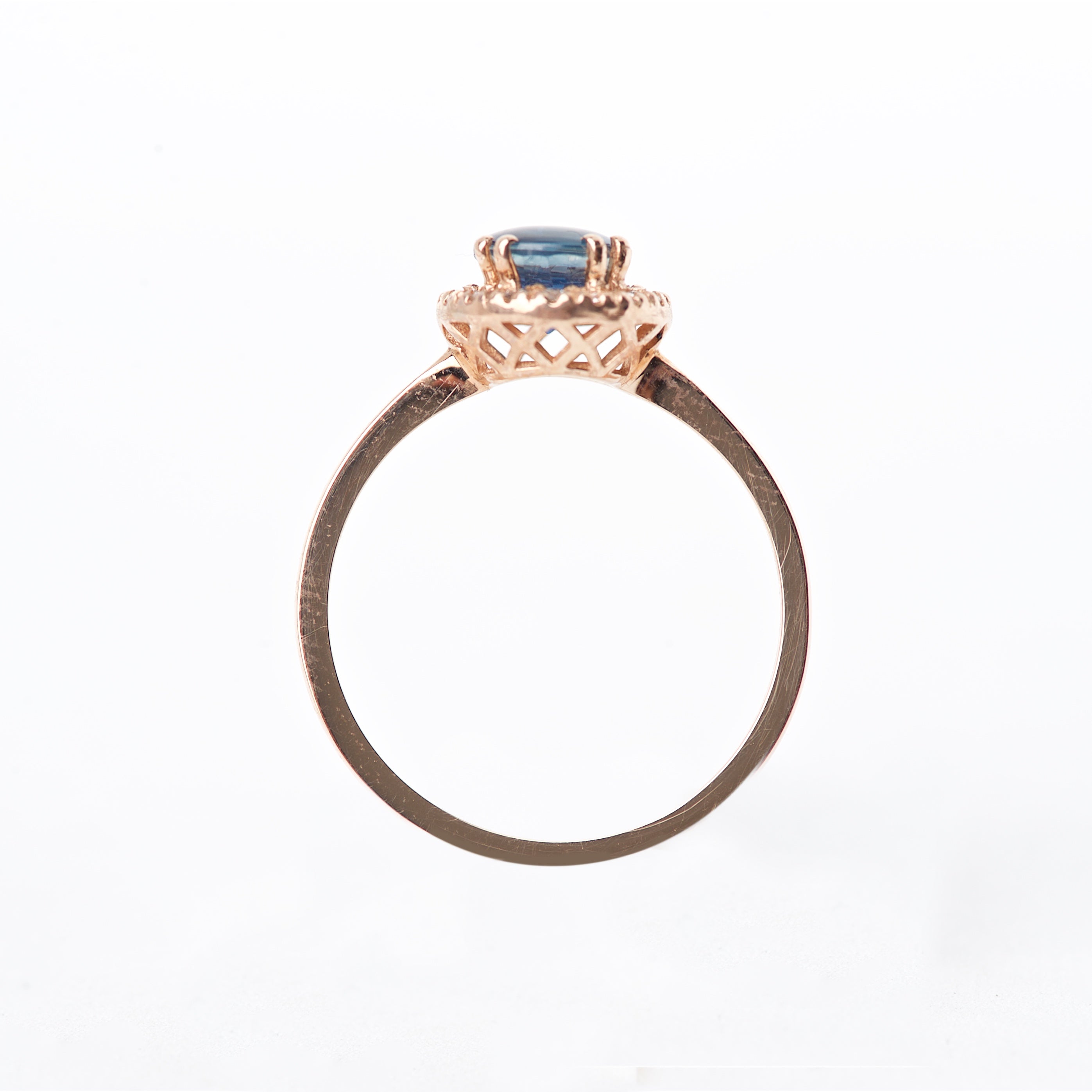 The Kali - 14K Cabochon Blue Sapphire and Diamond ring