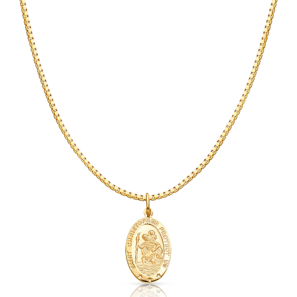 10k Real Yellow Gold Circular Saint Christopher Charm Pendant Men & Women –  G Bar