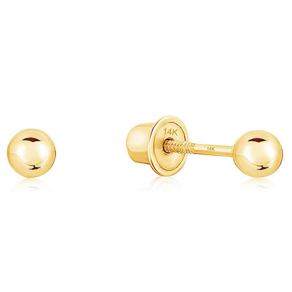 14K Gold Silicone Mushroom Screw Backs for Post Earrings, Pair