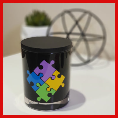 Gifts Actually - Amber Grove Soy wax Candle - Light A Candle for Autism - Black