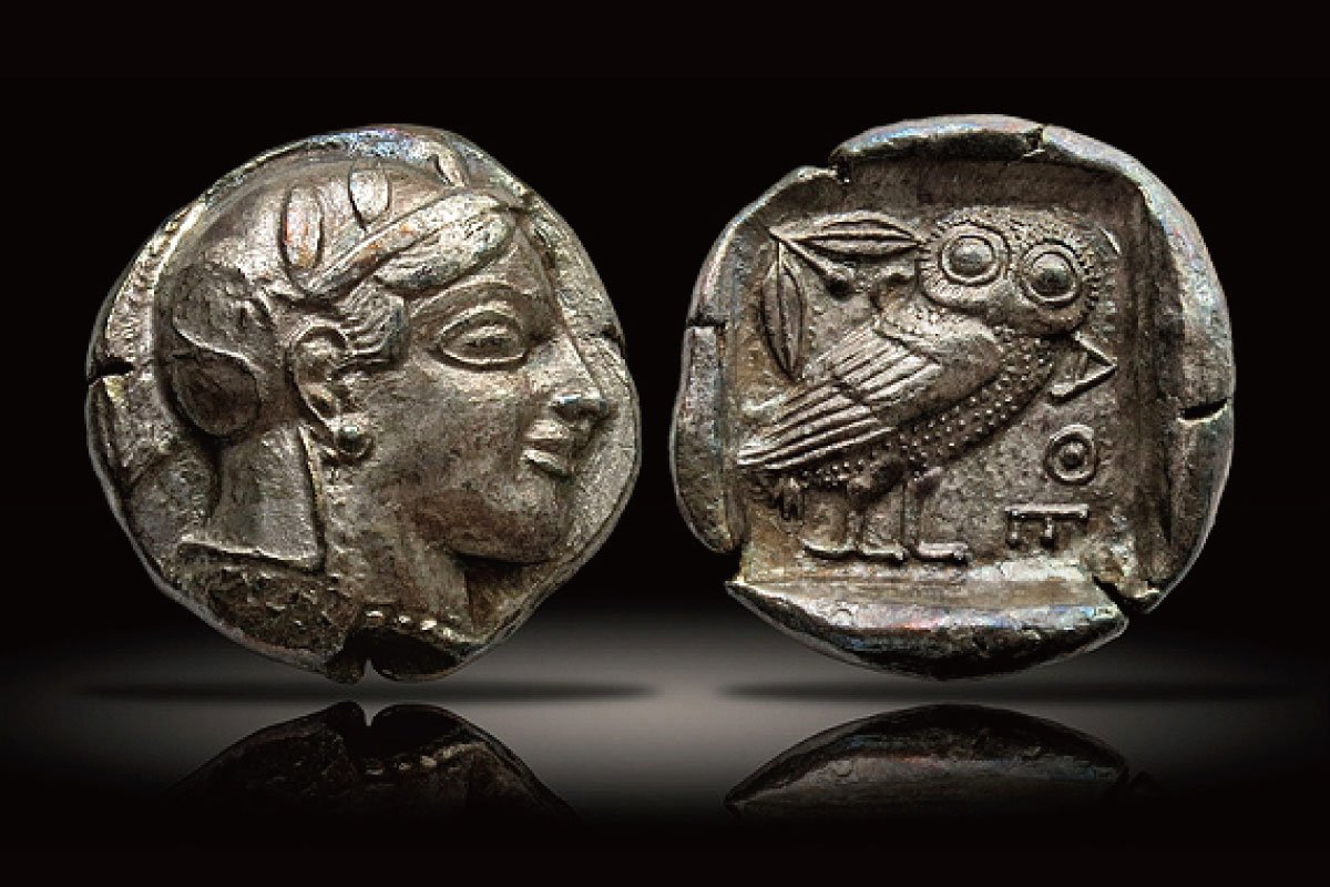 2枚 アテネ フクロウ 銀貨 2020年 銀地金 ニウエ ＄2ドル - 旧貨幣