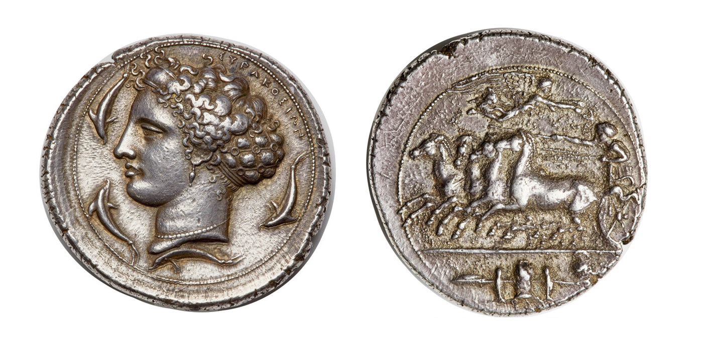 古代ギリシャ シチリア シラクサ 紀元前405-400年 デカドラクマ銀貨 NGC XF★ 4/5 5/5 Fine Style