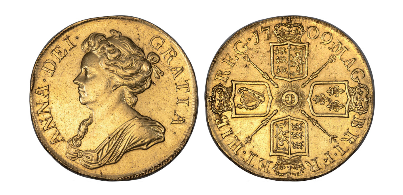 イギリス アン女王 5ギニー金貨 1709年 NGC AU DETAILS REMOVED FROM JEWELRY