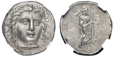 古代ギリシャ ドラクマ銀貨 テッサリア アポロン 新しい季節 www.knee