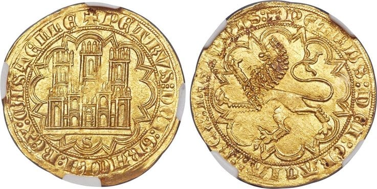 スペイン ペドロ1世 35マラヴェディス金貨 1350 1368年 Ngc Ms64 アンティークコインギャラリア
