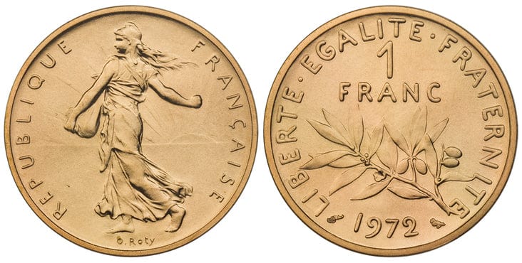 フランス ピエフォー 1フラン金貨 1972年 Pcgs Sp69 アンティークコインギャラリア