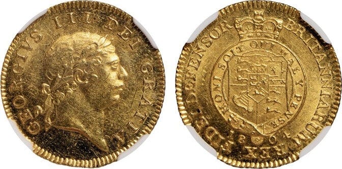 NGC MS63】イギリス ジョージ3世 1804年 1/2ギニー 金貨