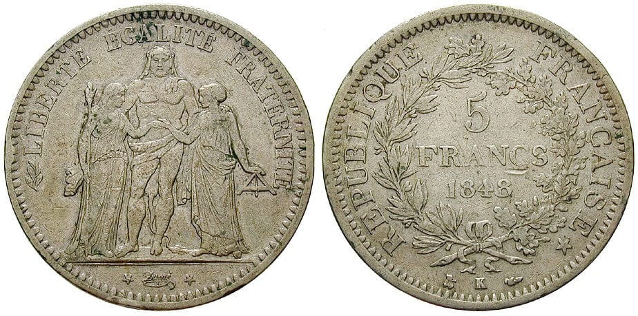 格安即決 『NGC AU53』フランス第二共和政5フラン銀貨(1849年)A 旧貨幣