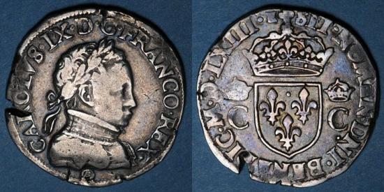 フランシャルル6世のブラン　フランス銀貨　1385年-1417年