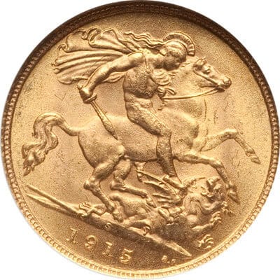 1915年 オーストラリア ジョージ5世 ソブリン 金貨 ＮGC MS 64-