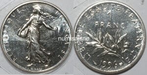 Pcgs Ms66 フランス Semeuse 1フラン硬貨 1996年 アンティークコインギャラリア