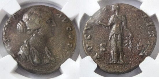 NGC】ローマ帝国 ファウスティナ アウレウス貨 147-176年 極美品
