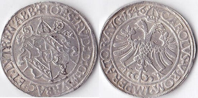 フランス ムルバック リューダース カール5世 1546年 ターレル 銀貨 未使用-極美品