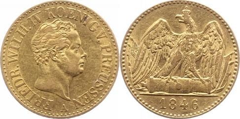 神聖ローマ帝国 プロイセン王 フリードリヒ ヴィルヘルム4世 金貨 1846年 美品 アンティークコインギャラリア