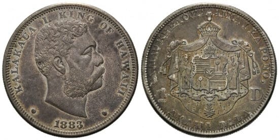 ランキングや新製品 ハワイ王国 カラカウア王1ドル銀貨(1883年) 旧貨幣