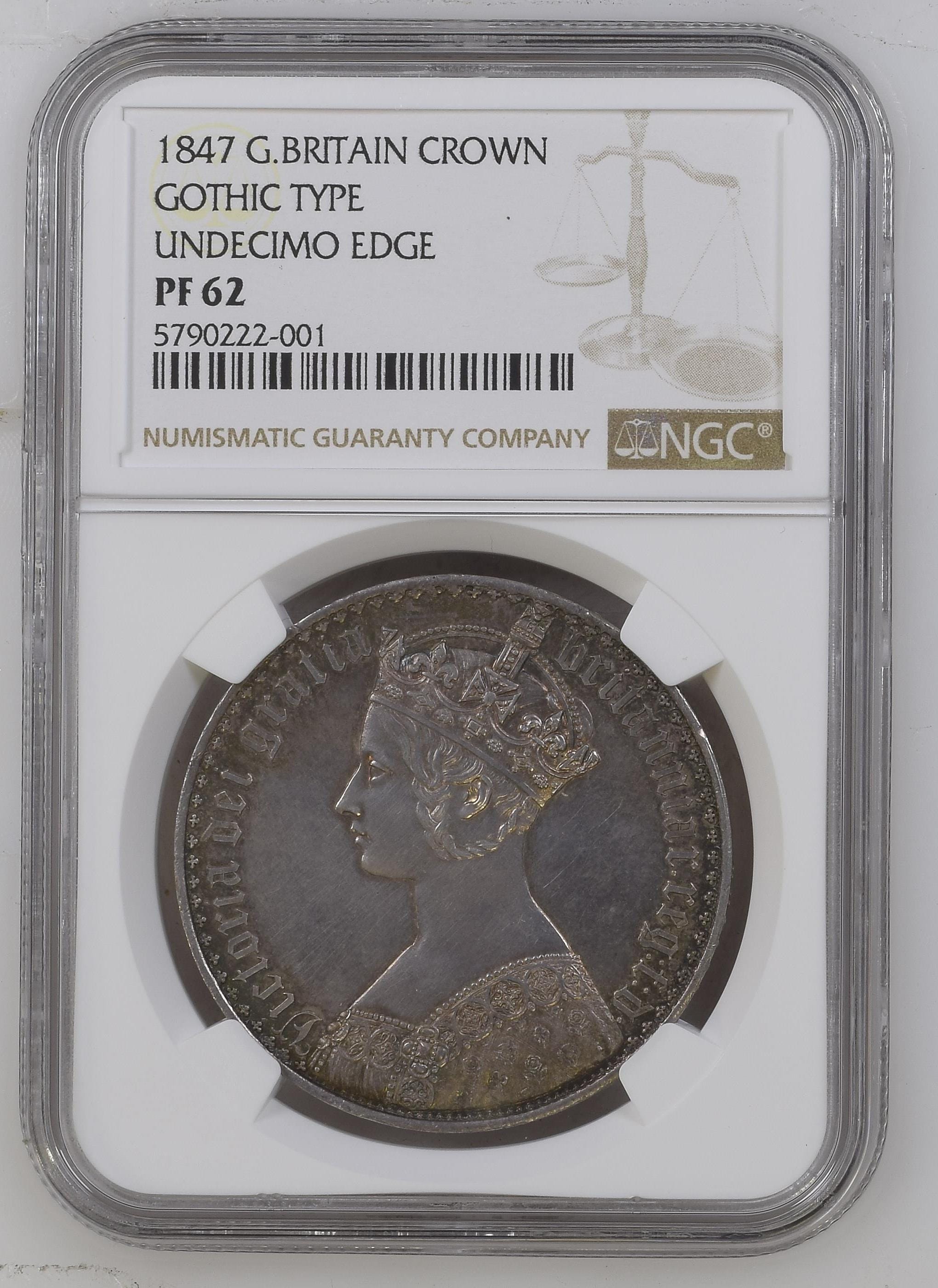 1844年 イギリス クラウン銀貨 ヴィクトリア女王 アンティークコイン NGC