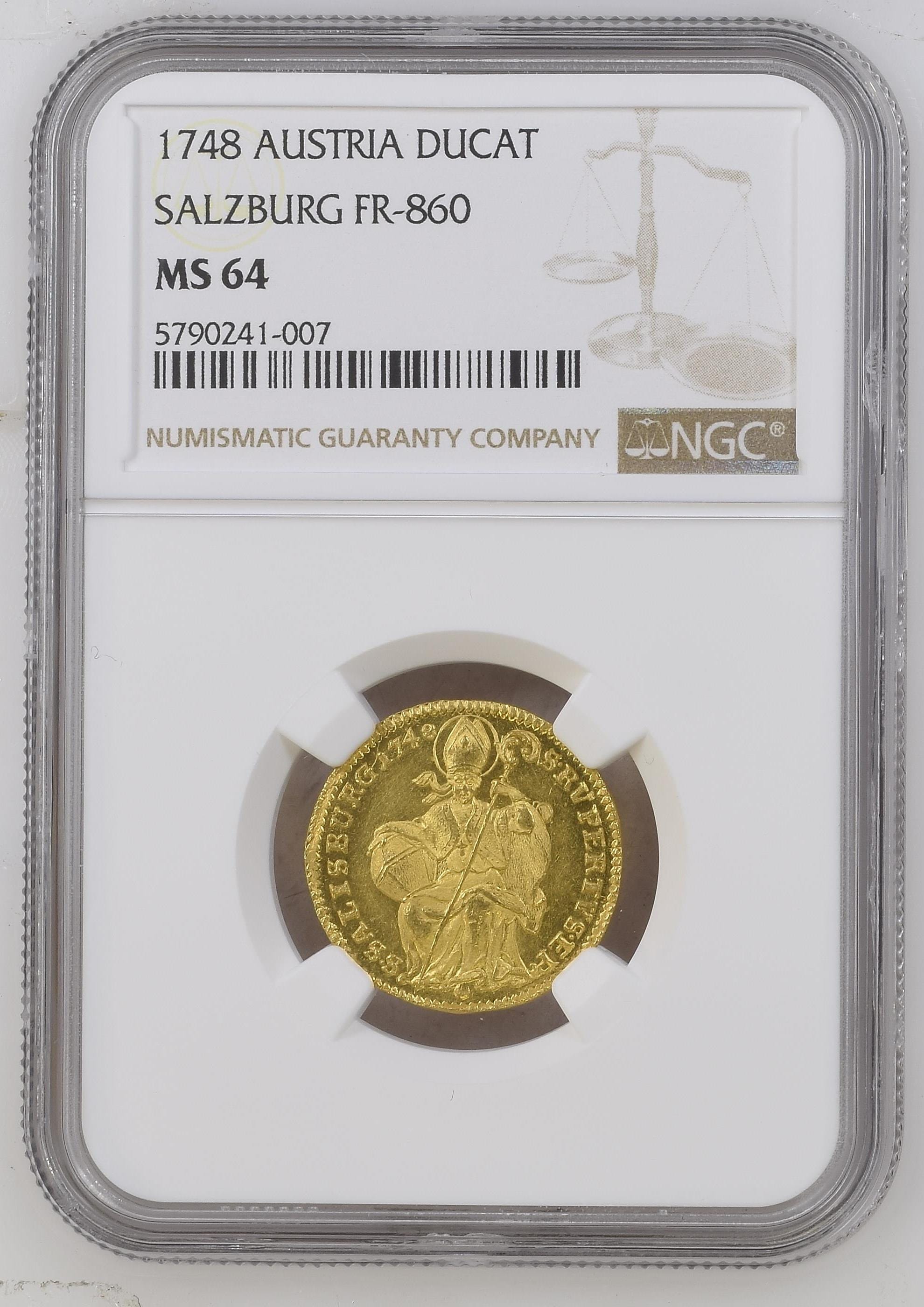 大阪本物 1696年 神聖ローマ帝国 ザルツブルク ターラー銀貨 PCGS UNC