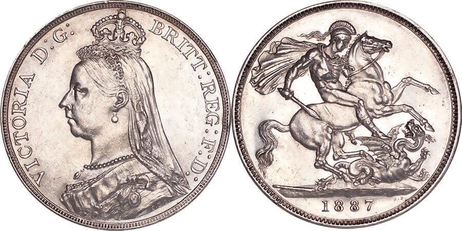銀貨 イギリス 1887年 ヴィクトリア女王 クラウン未使用クラス