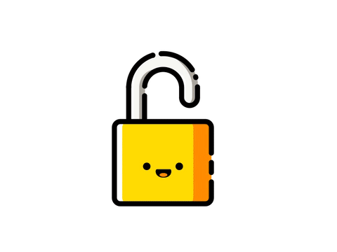 lock with cute face gif
