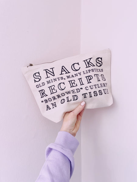 Snacks Receipts - Make Up Bag Pouch Organizer