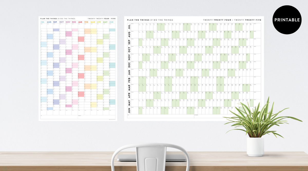 PRINTABLE WALL CALENDARS // INSTANT DOWNLOAD - Plan The Things