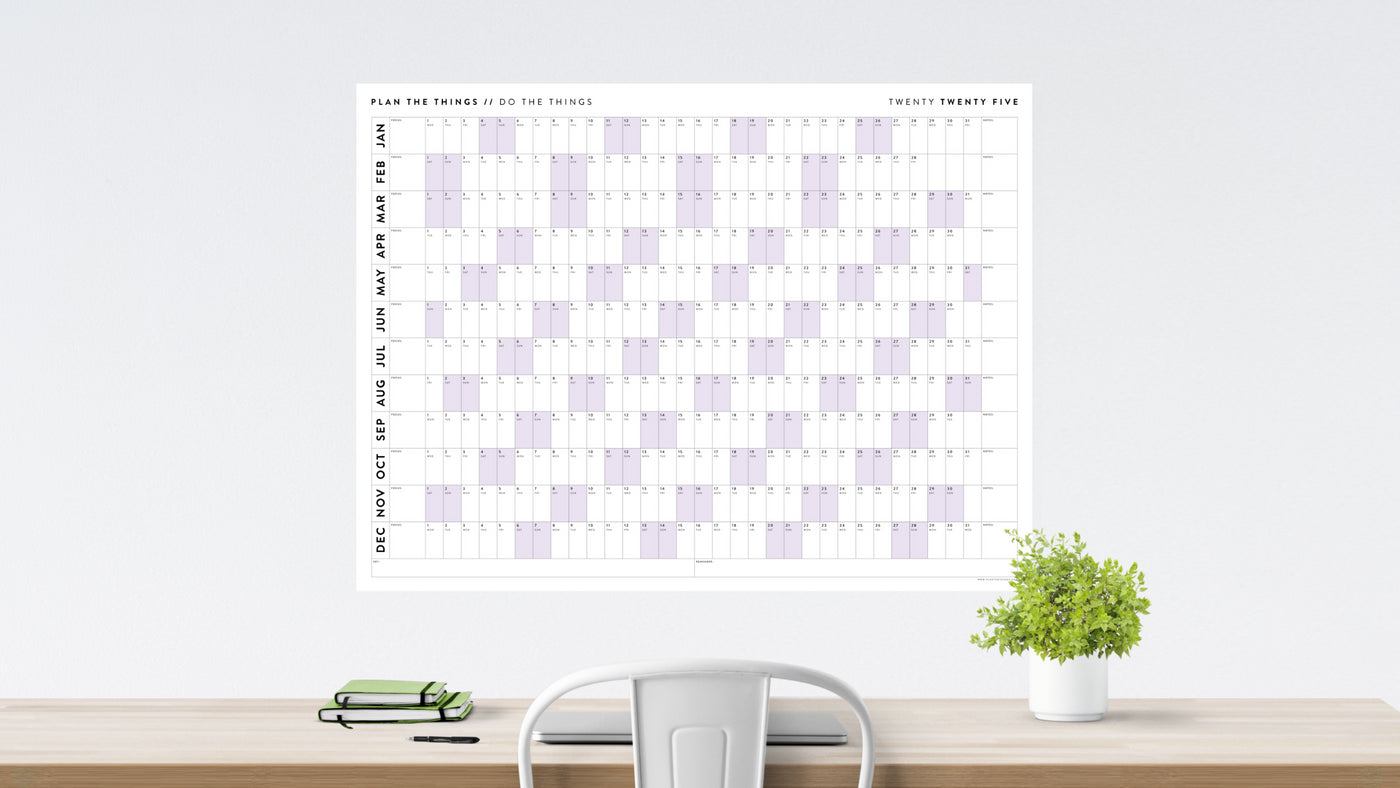 2025 GIANT WALL CALENDARS // HORIZONTAL Plan The Things