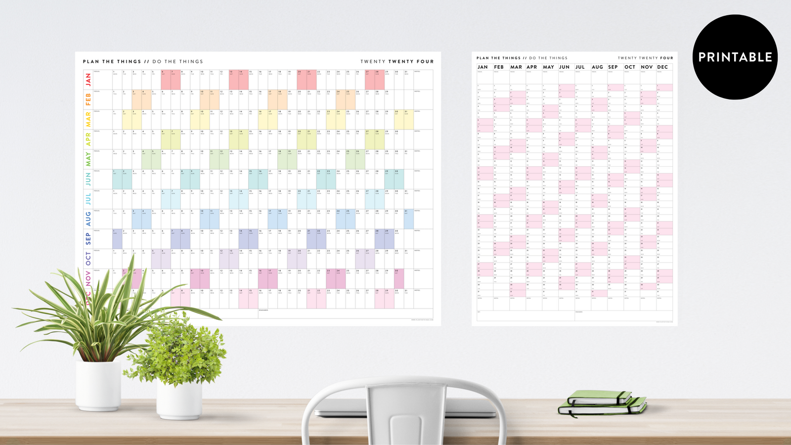 PRINTABLE WALL CALENDARS // INSTANT DOWNLOAD Plan The Things