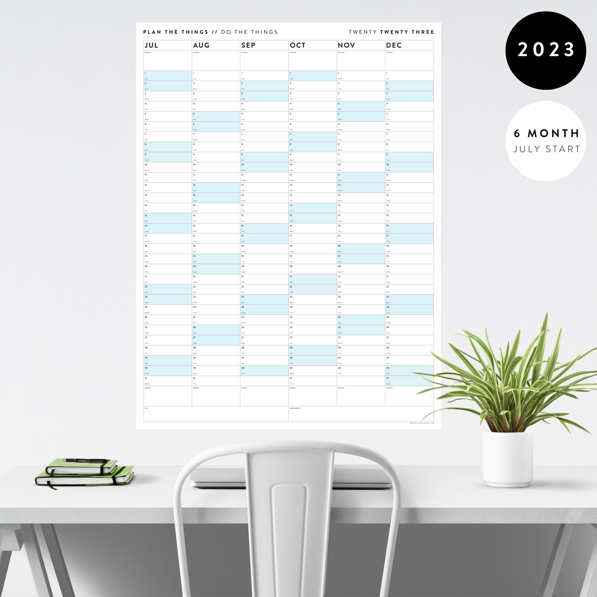 2023 SIX MONTH CALENDAR | JULY - DECEMBER - Plan The Things