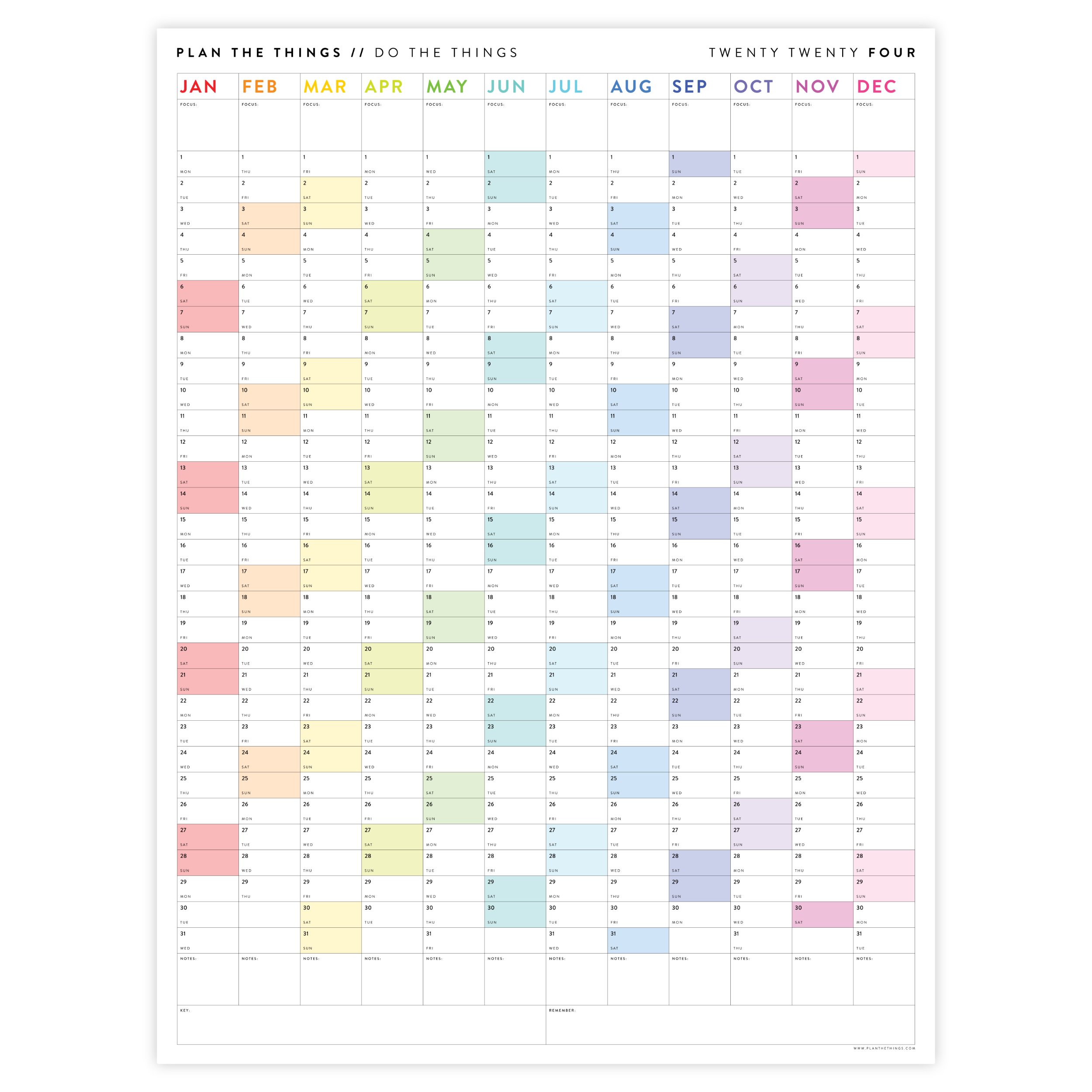 2024 GIANT WALL CALENDARS VERTICAL Plan The Things   2024RAINBOWVERTICALCALENDAR PLANTHETHINGS 4000x 